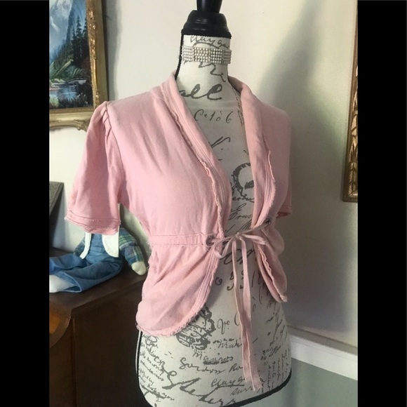VTG Mossimo Pink Tie Front Cotton Cardigan XS - Picture 3 of 6